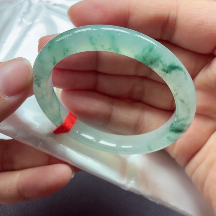 翡翠未镶嵌手镯天然缅甸A货翡翠（49-50）起光