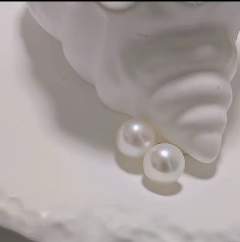 一单一拍淡水珍珠耳钉天然无核珍珠S925银饰品高亮极光百搭气质