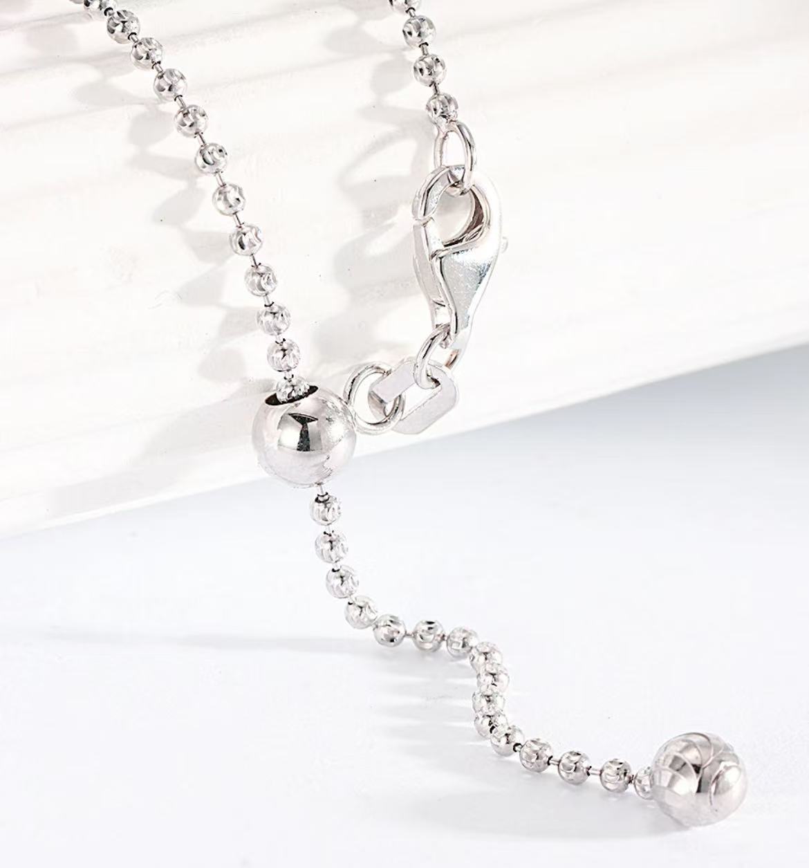 限购款【钻石工艺项链 约5.95克】18K金白金链爆闪钻石工艺项链 