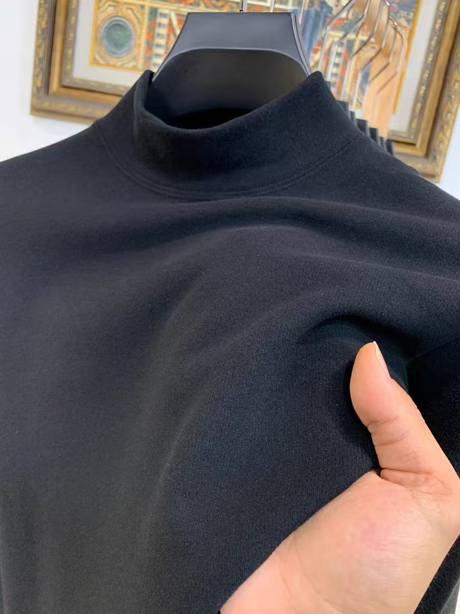 鸟冬季打底衫长袖修身男士黑色半高领秋冬