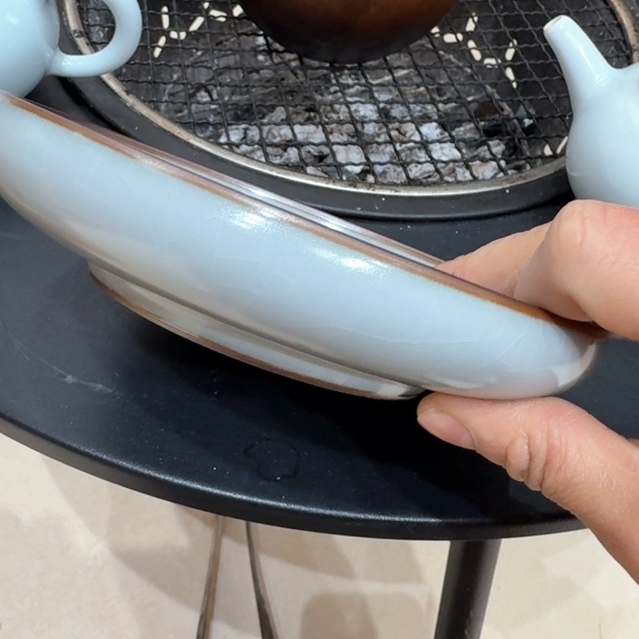 天青2号开片壶承直径15