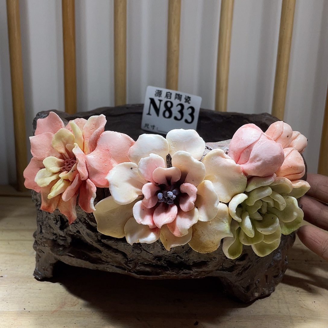 紫砂花盆景德镇陶瓷花盆833