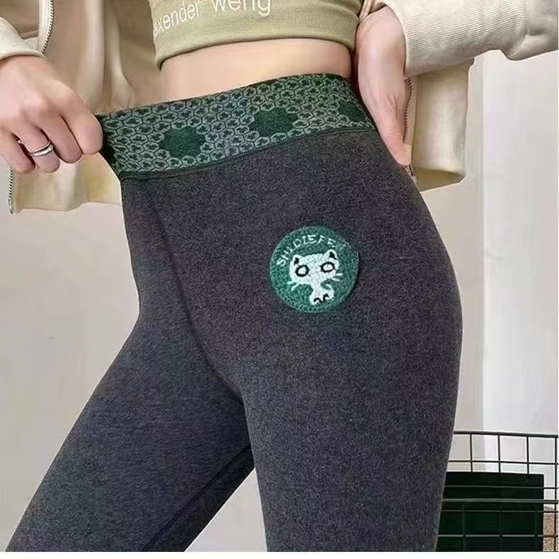 D01D01外穿加绒中腰裤子成人高腰冬季长裤打底裤保暖裤保暖