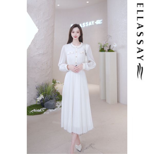 ELLASSAY歌力思2025新款高定拼接中长款连衣裙女EWU361Y01600