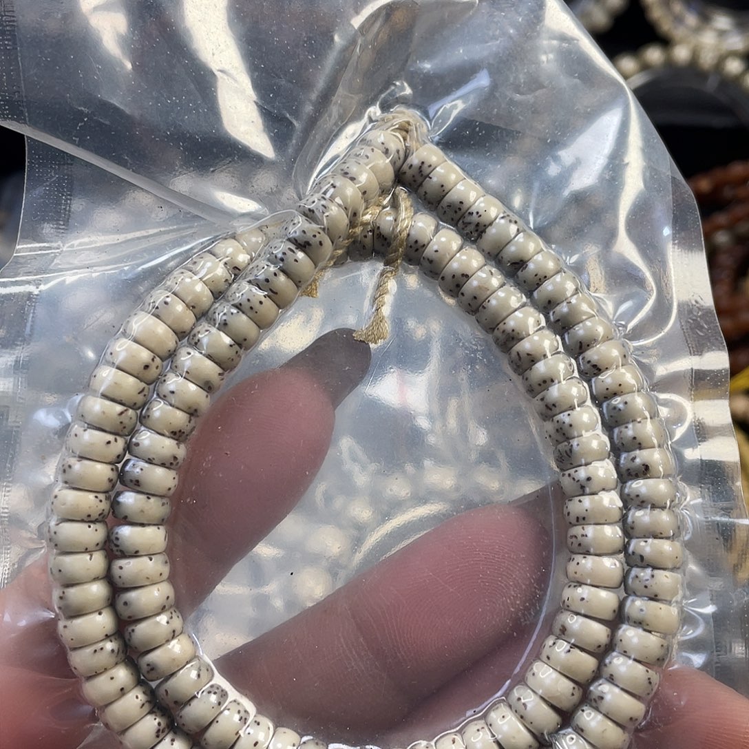 手串星月菩提石玉料糯冰留白药片尺寸7