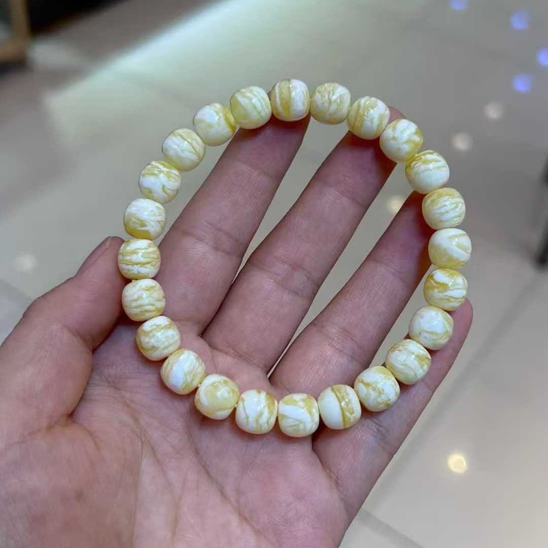 同料9mm金瓷白虎皮手串老型 颗颗饱满圆润 蜡质浓郁10.2g