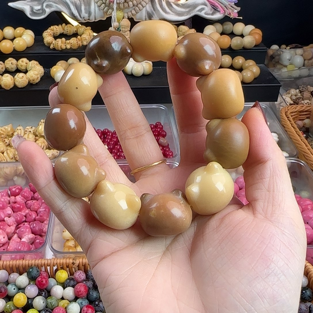 手串菩提根/象牙果瑕疵卡23干磨猫头1串