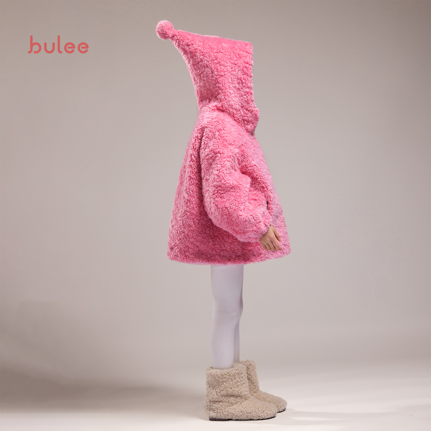 女童冬装毛毛外套精灵帽连帽可爱洋气毛绒仿羊羔毛儿童