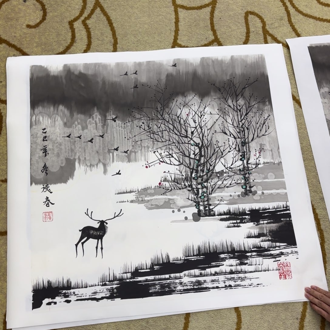 国画刘德春斗方作品童