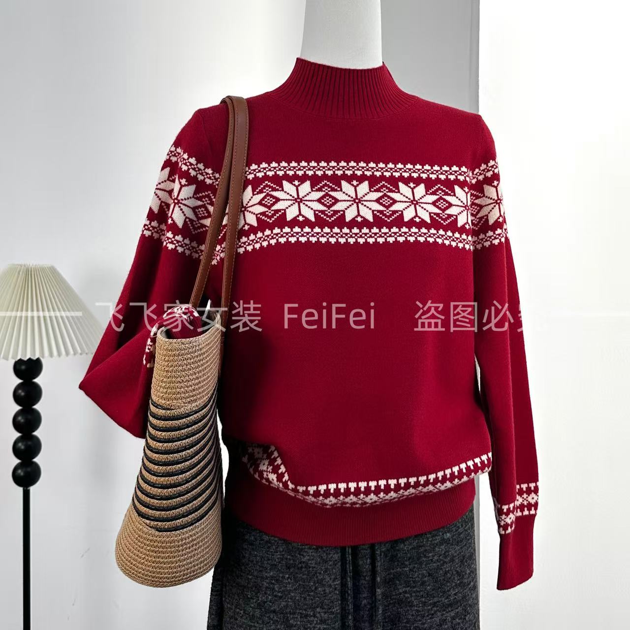 飞飞家~雪花费尔岛！港风气质~圣诞气息 显白#针织衫显白洋气Y1997