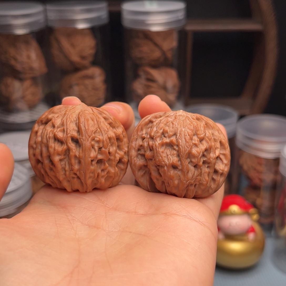 把件文玩核桃山地磨 磨盘正磨盘 全品 红油 40 