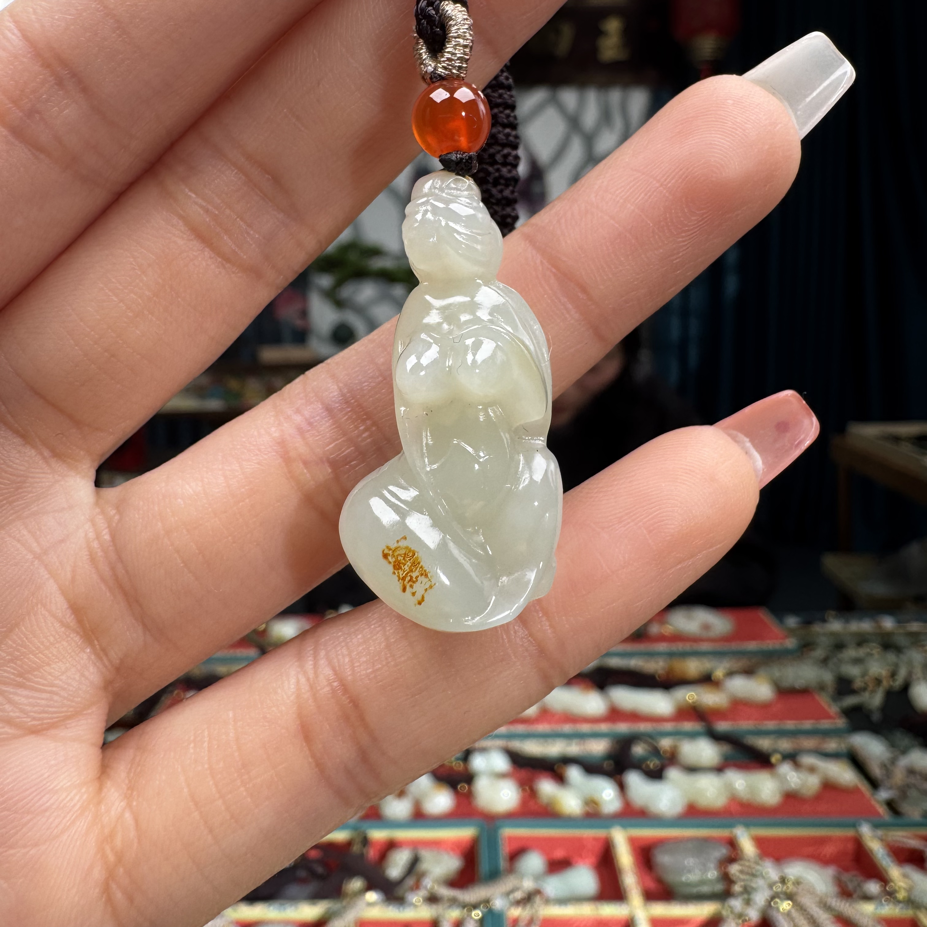 和田玉挂件玉美人吊坠男女款