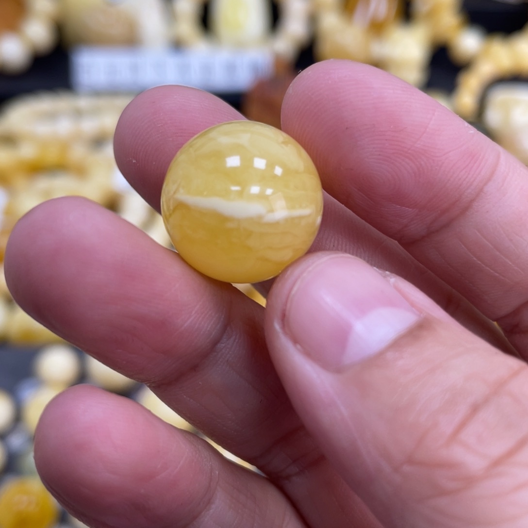 琥珀珠宝奇石未镶嵌17.4mm花粉