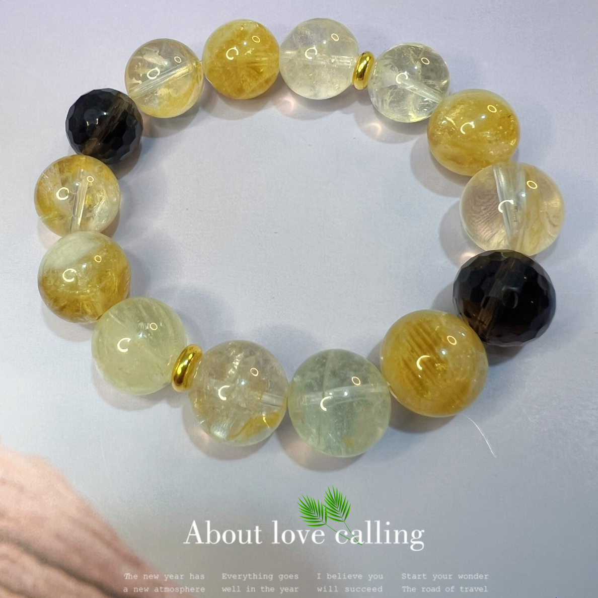 手链 水晶原创设计手串轻奢百搭黄胶花茶晶招财手链送女友礼物