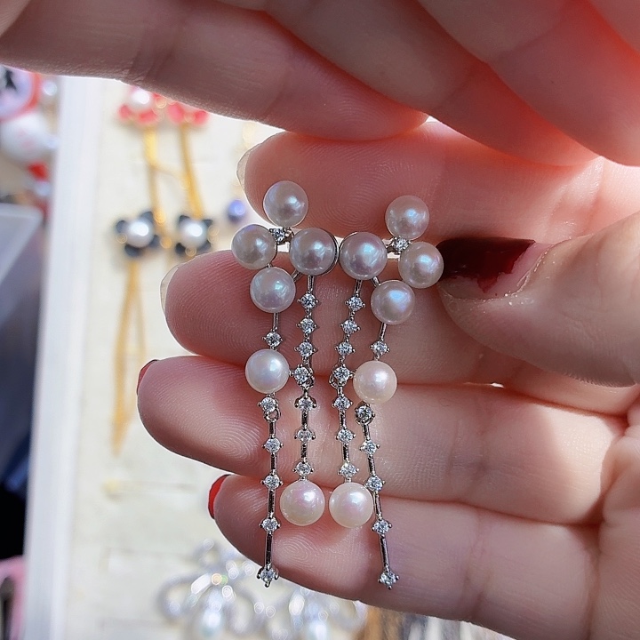 淡水珍珠耳饰合金