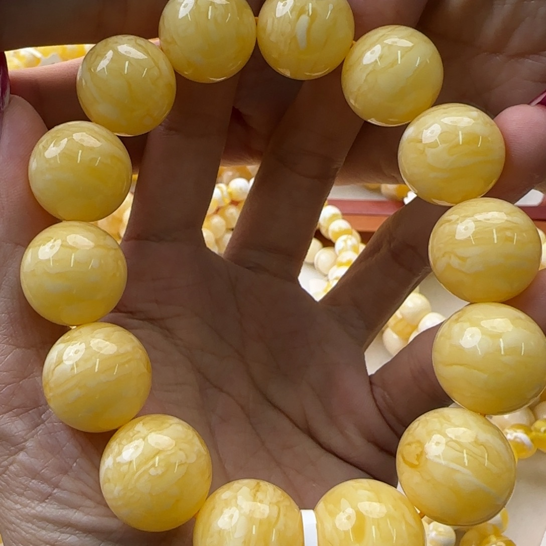 嗯***嗯琥珀未镶嵌手链蜜蜡手串