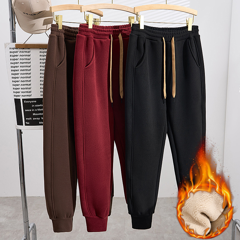 K6232大码女裤加绒保暖防风裤子秋冬新款胖MM2025宽松显瘦休闲裤