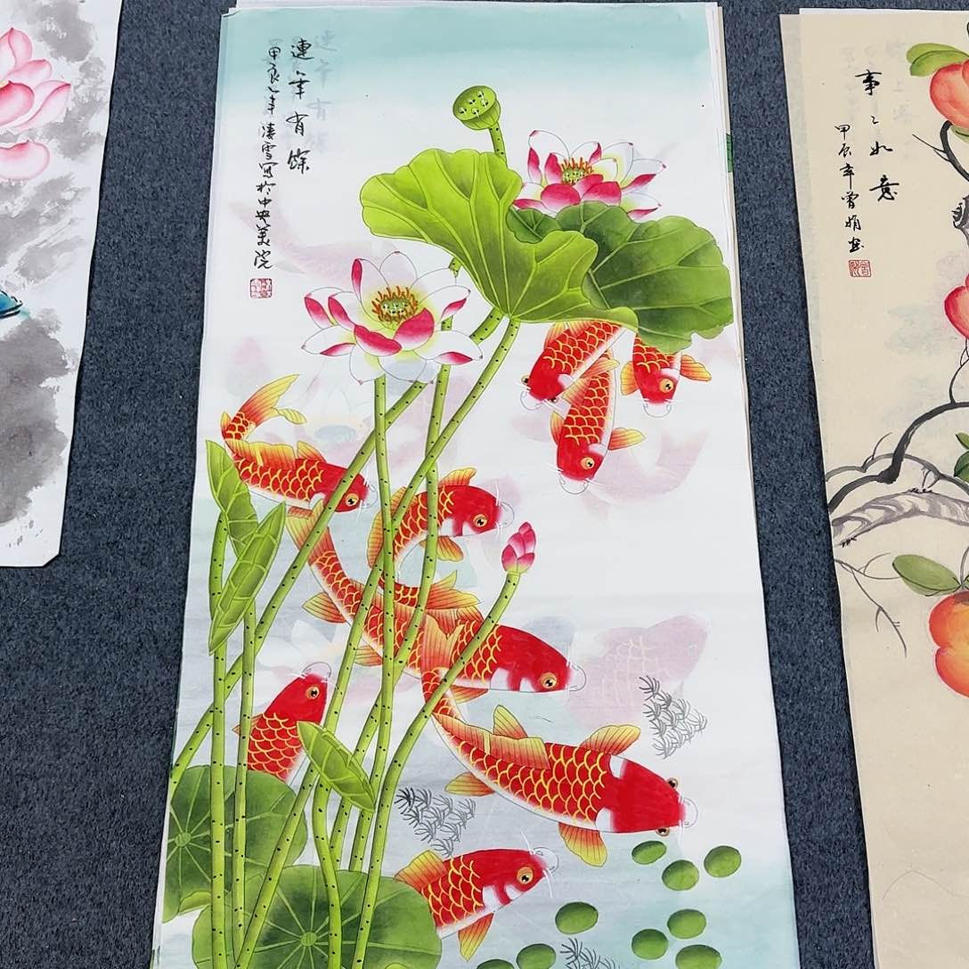 国画尺寸50X100手绘作品 