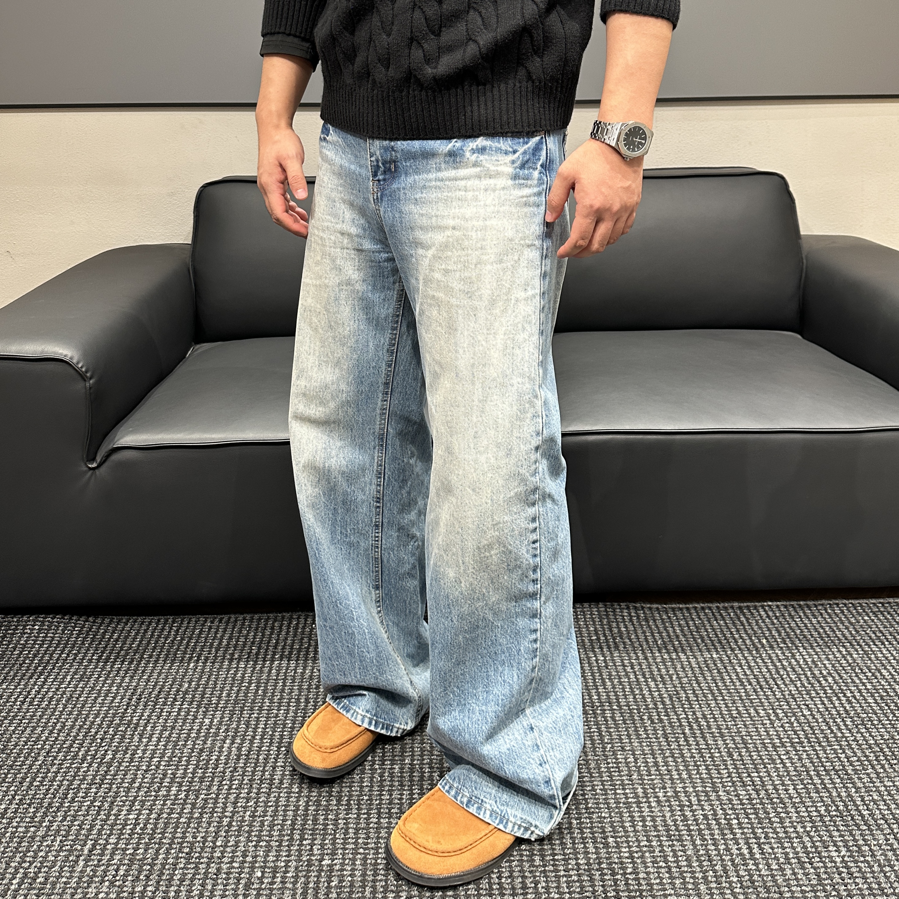 LXNIVU美式水洗炒色牛仔裤男