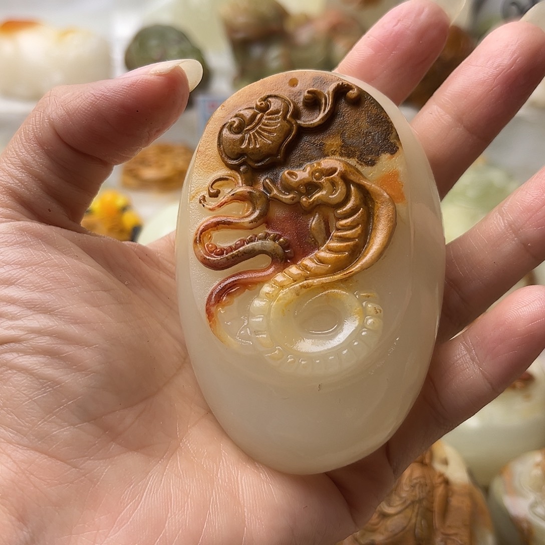 石材方解石手把摆件不退换蛇