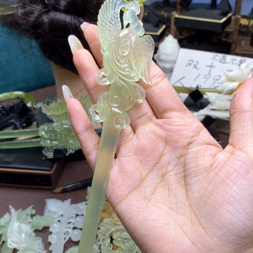 【闪购商品】未镶嵌蛇纹石玉发饰霖*