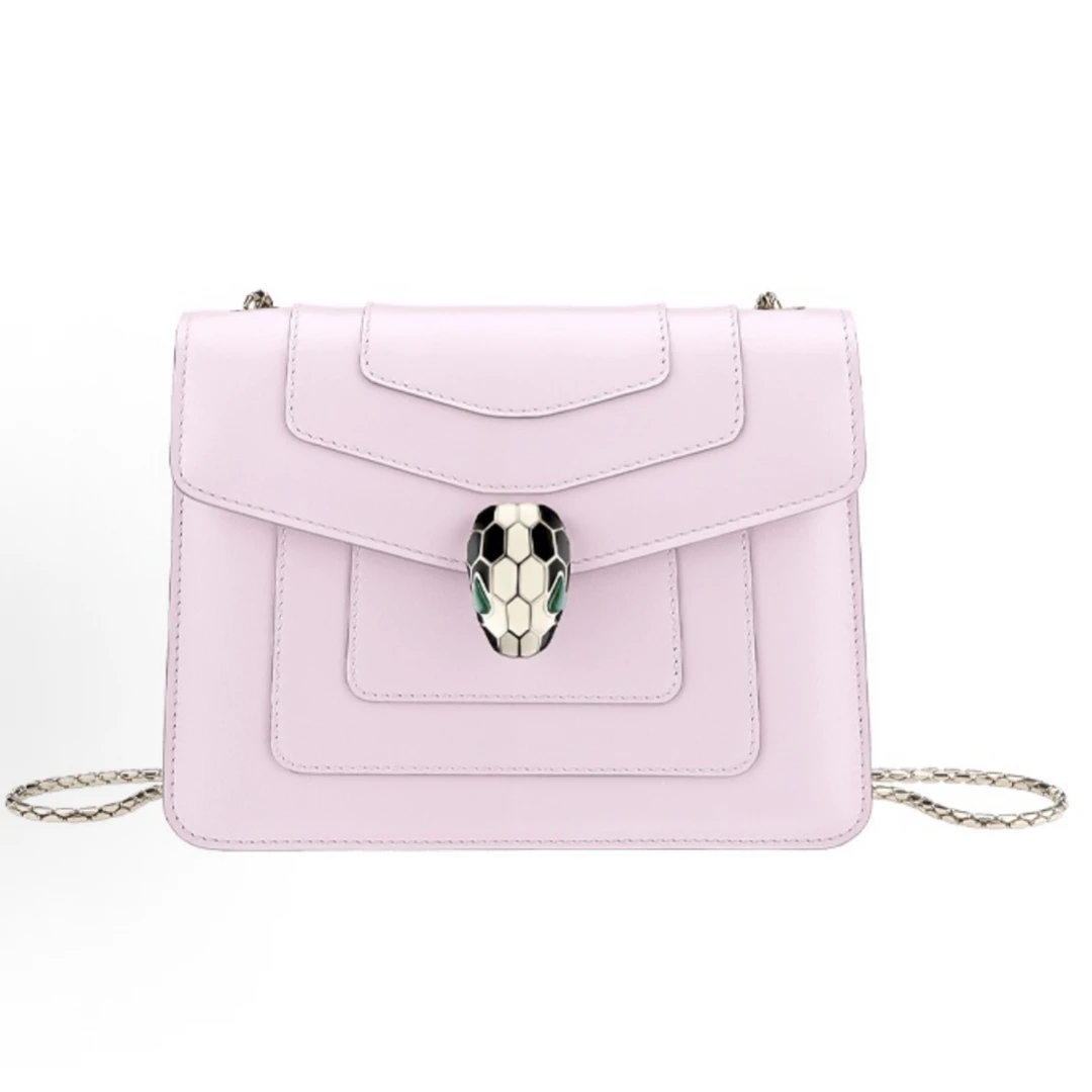 99新 BVLGARI/宝格丽 新款/淡粉色/小号/蛇头包/单肩包/B6841