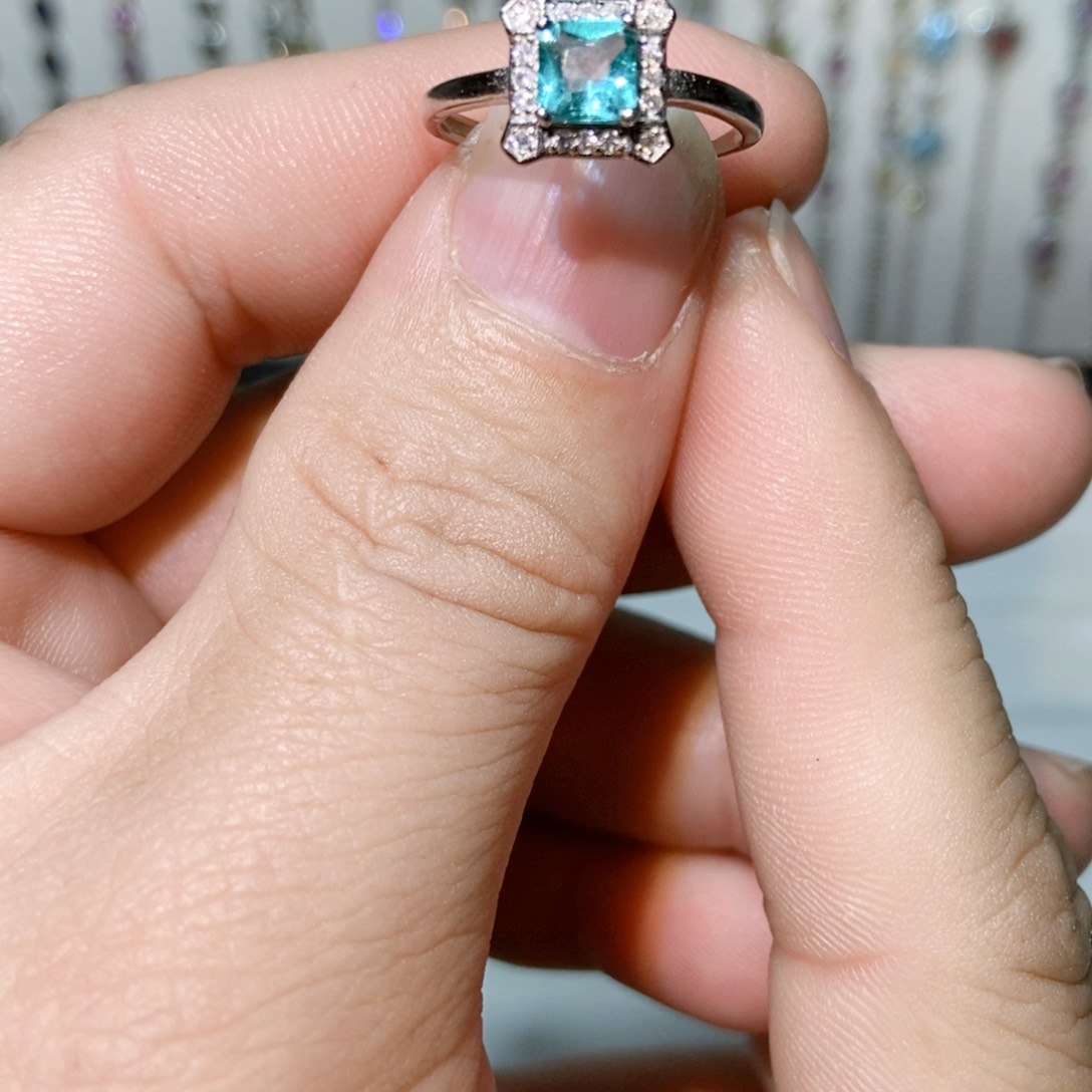 绿水晶戒指银S925镶嵌