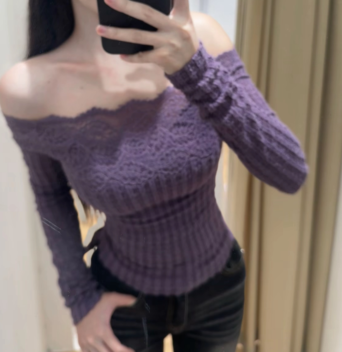 【媚骨天成】蕾丝显瘦时尚性感百搭修身小众设计上衣