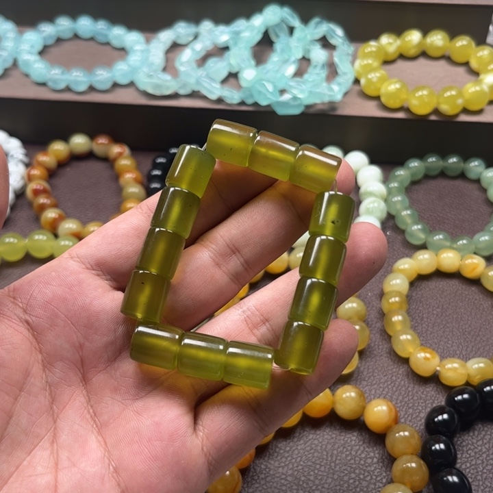 合金蛇纹石玉手链