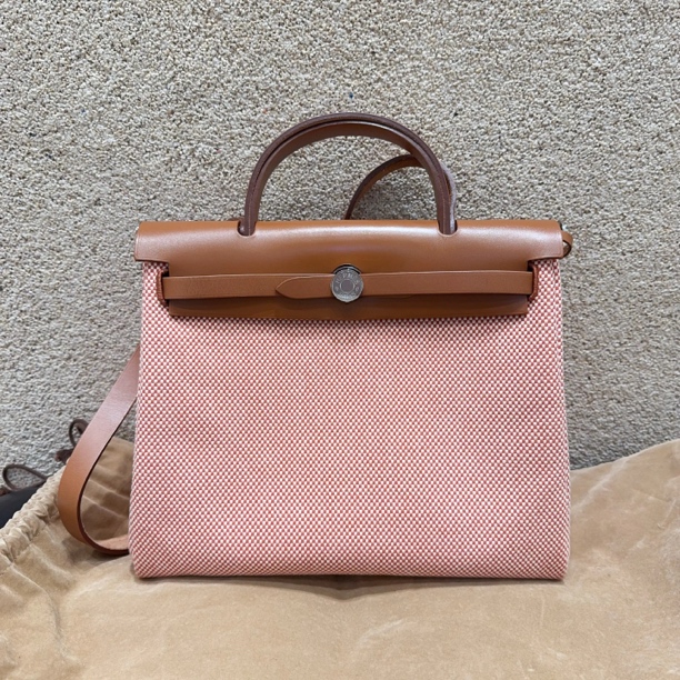 99新 Hermes/爱马仕 herbag31 金棕银扣 华夫格 内缝 D刻!