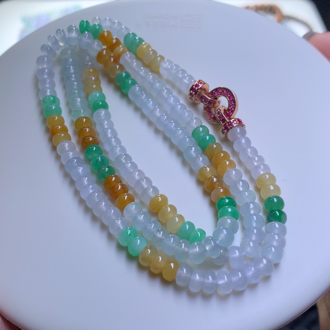 未镶嵌手链翡翠翡翠项链卡4.6三彩