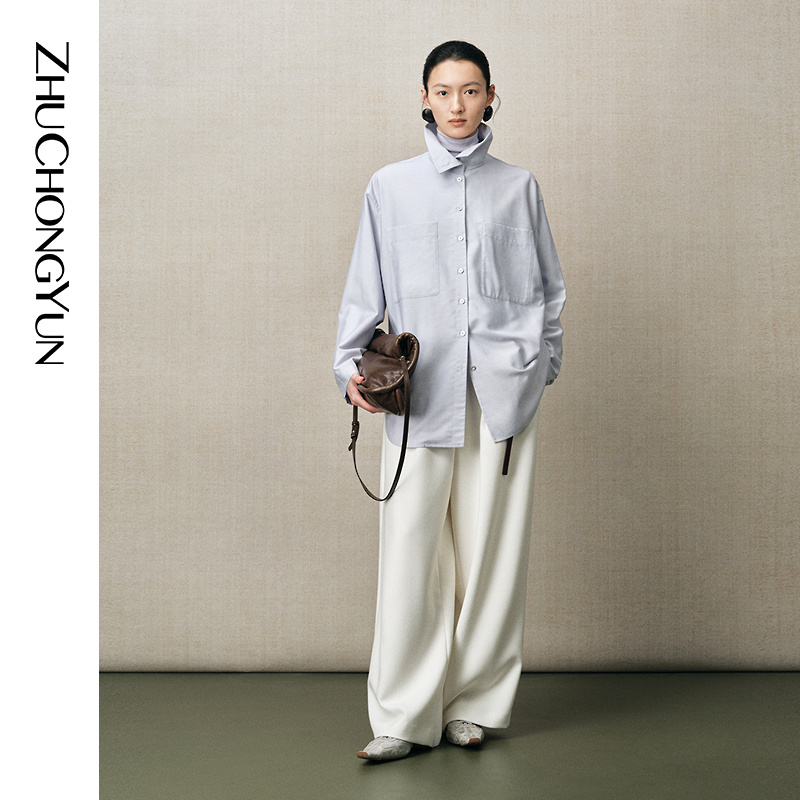 ZHUCHONGYUN2025冬新款宽松廓形长裤简约休闲裤子C1FZ40715