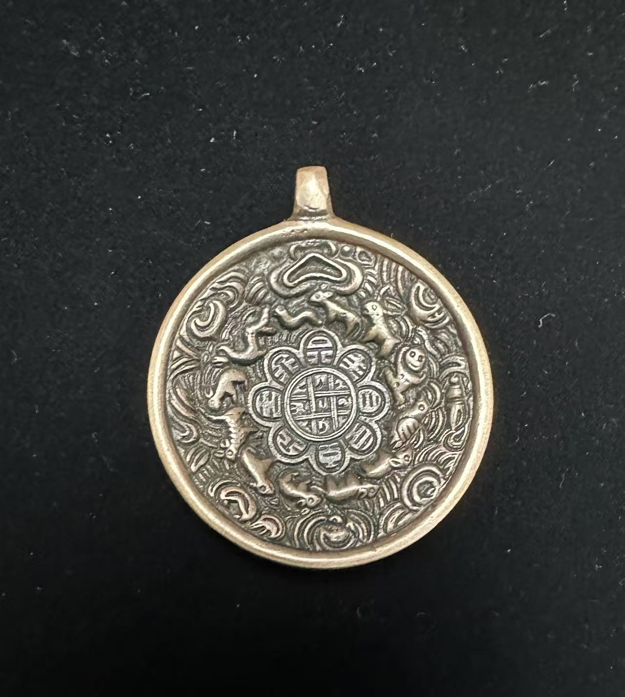 铜合金吊坠 紫铜+银（朝天吼） 新品44mm