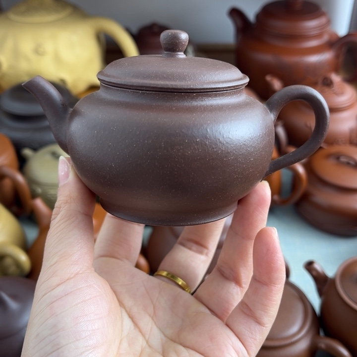 紫砂茶壶160cc紫泥半手