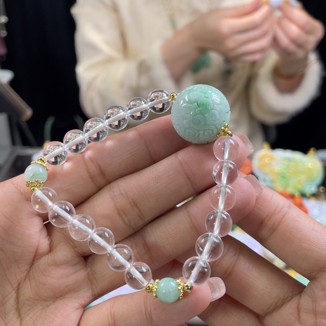 翡翠手链未镶嵌代编织