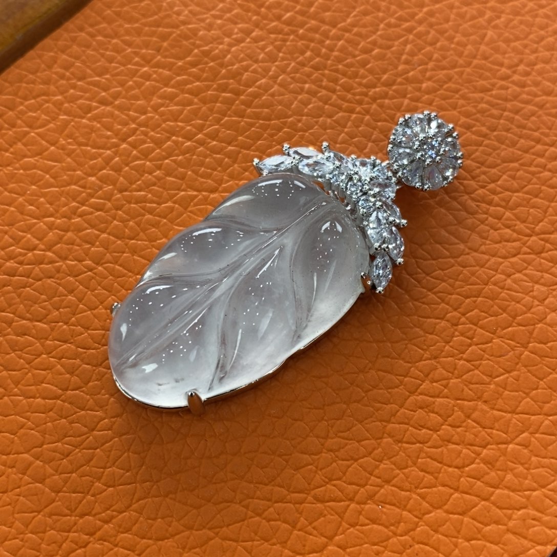 石英质玉吊坠(赠链)银S925镶嵌