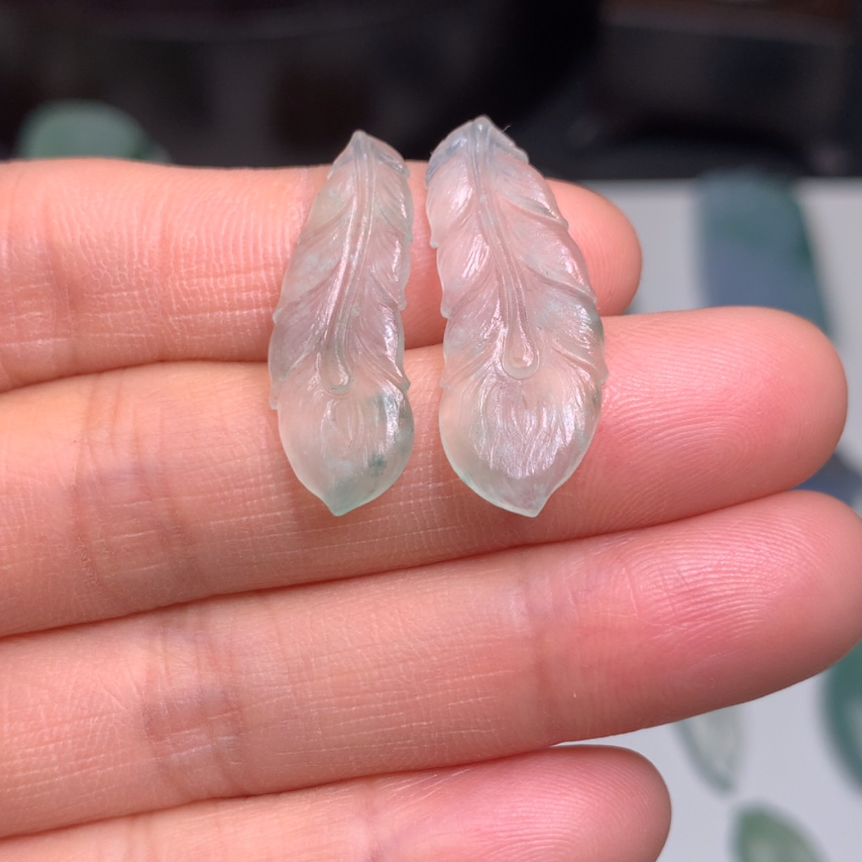 【闪购商品】定制翡翠未镶嵌缅甸翡翠冰花羽毛