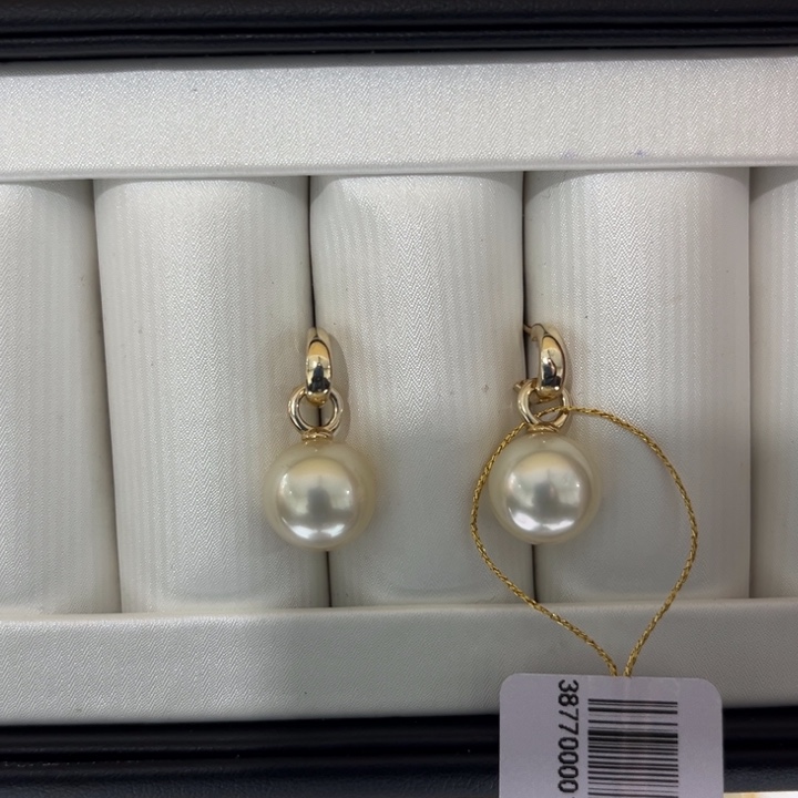 海水珍珠漏金珠两用款耳坠10-11mm银S925镶嵌