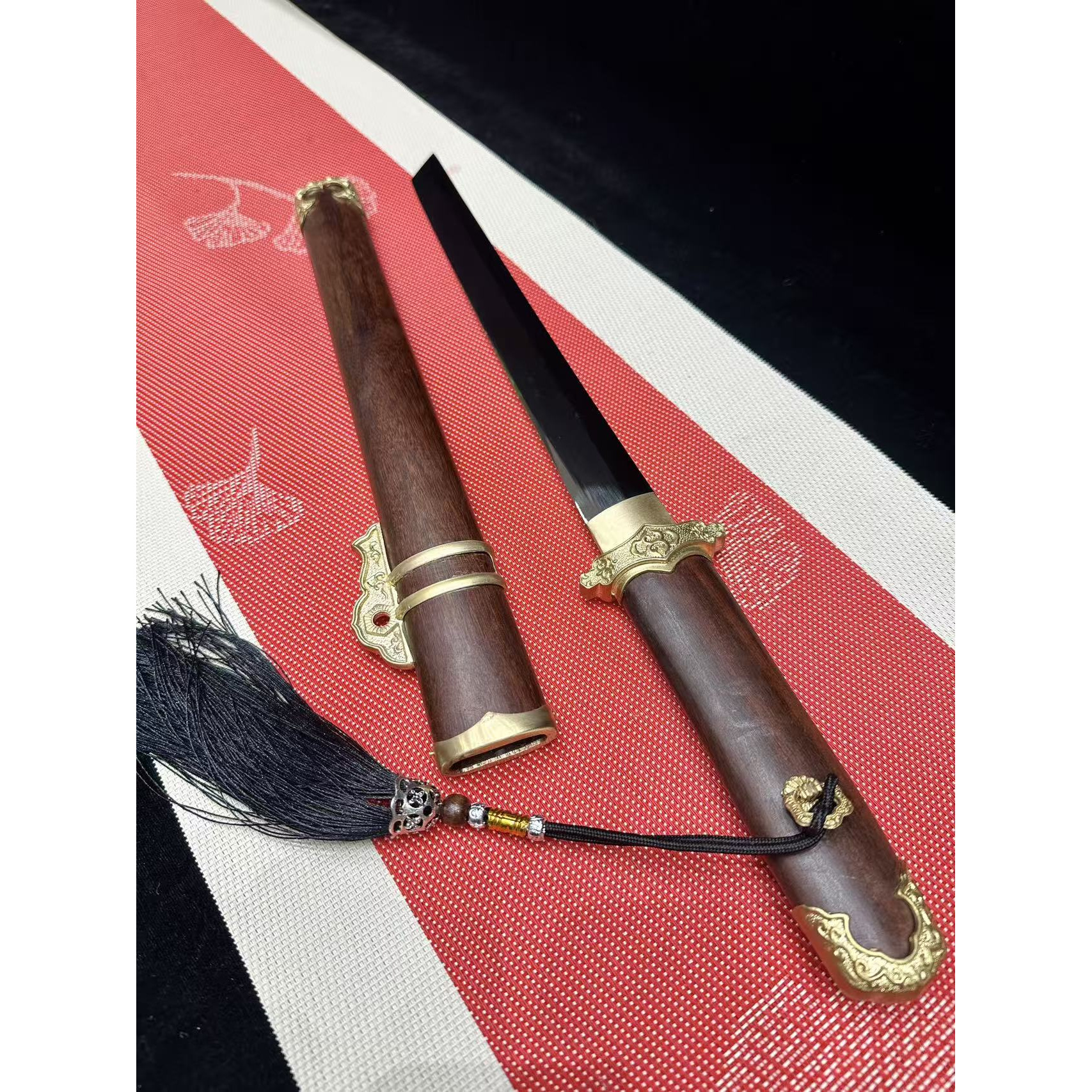 【璟天】X素装短款唐刀T12镜面研磨 黄铜工艺品 未开刃