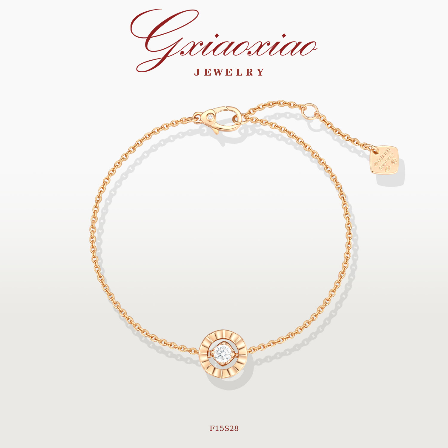 法式气质高级感格纹圆形手链 F15S28