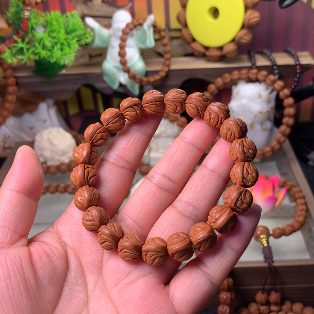 吊坠桃核玉龙脊手串12