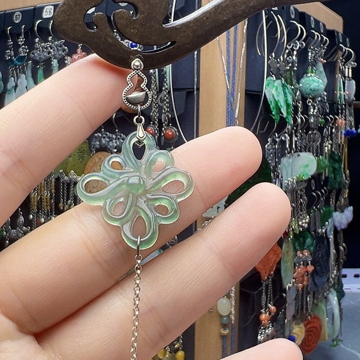 翡翠银S925镶嵌耳饰