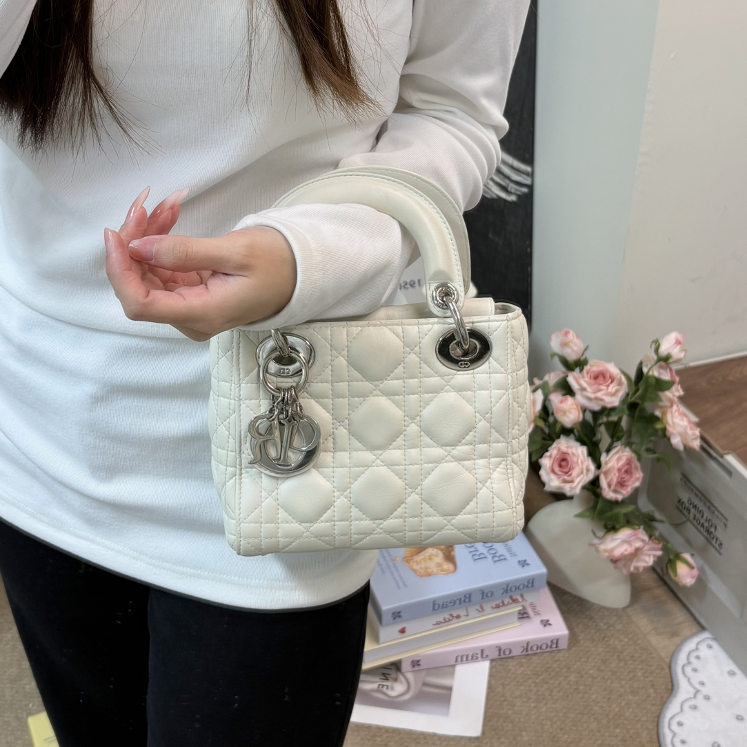 95新 DIOR/迪奥 95新 白银三格戴妃包包