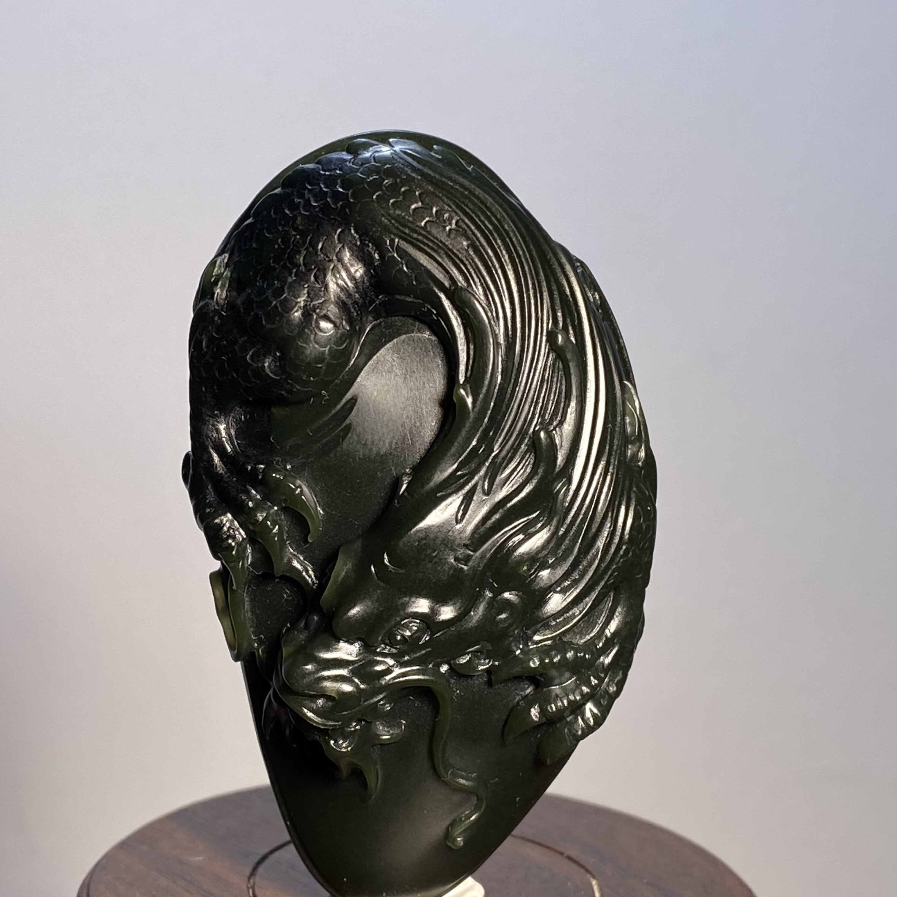 《龙》和田玉塔青 62.6g 长61.2mm 宽36.9mm 厚17.8mm