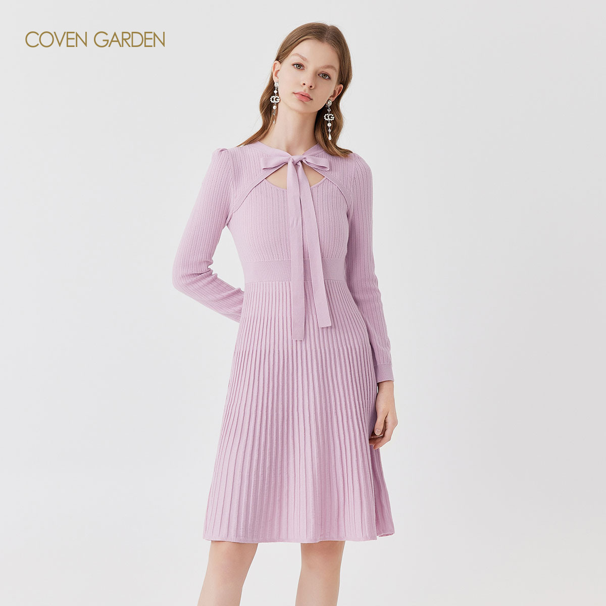 【贤哥专属】哥文花园百褶伞裙针织连衣裙淑女端庄CLA1031280