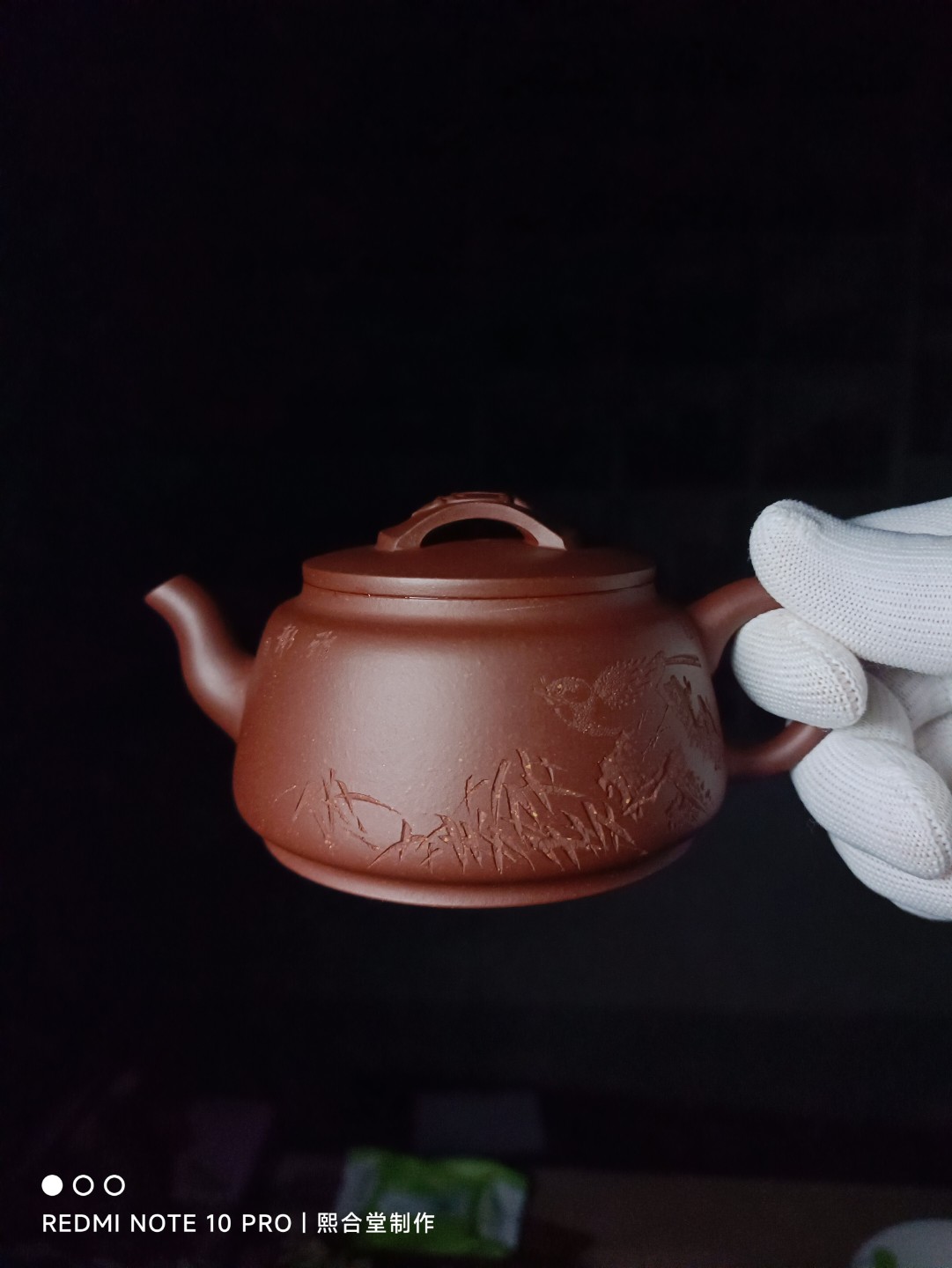 汉瓦壶，紫泥，半手工，手工刻绘