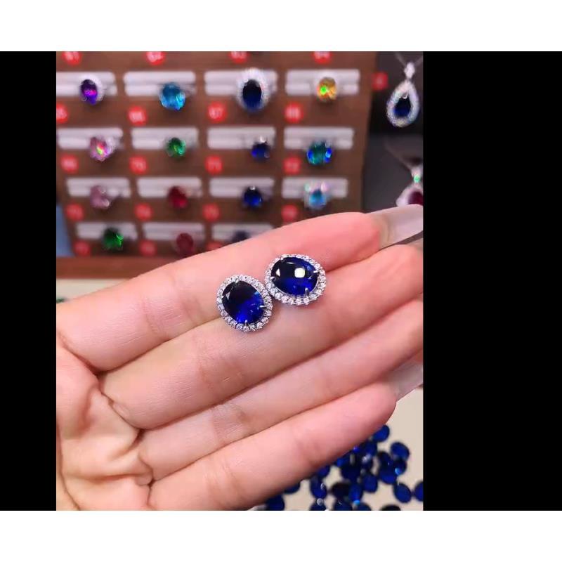 高订 斯里兰卡 皇家蓝蓝宝石耳饰 气质经典款 02305