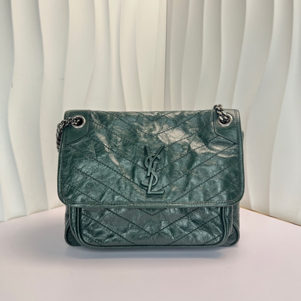99新 YSL/圣罗兰 墨绿色中号niki/2820