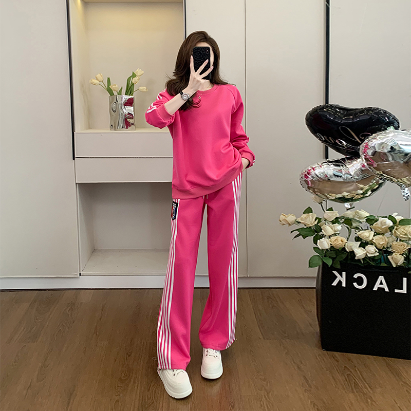 休闲风时尚套装韩版春秋上衣秋季套装卫衣网红撞色