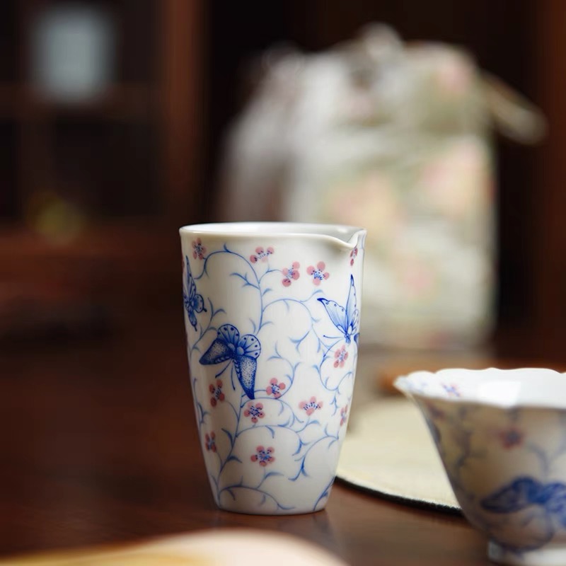 灵源山房-青樵轩 梦蝶公道杯 高温铜红釉 断水优秀